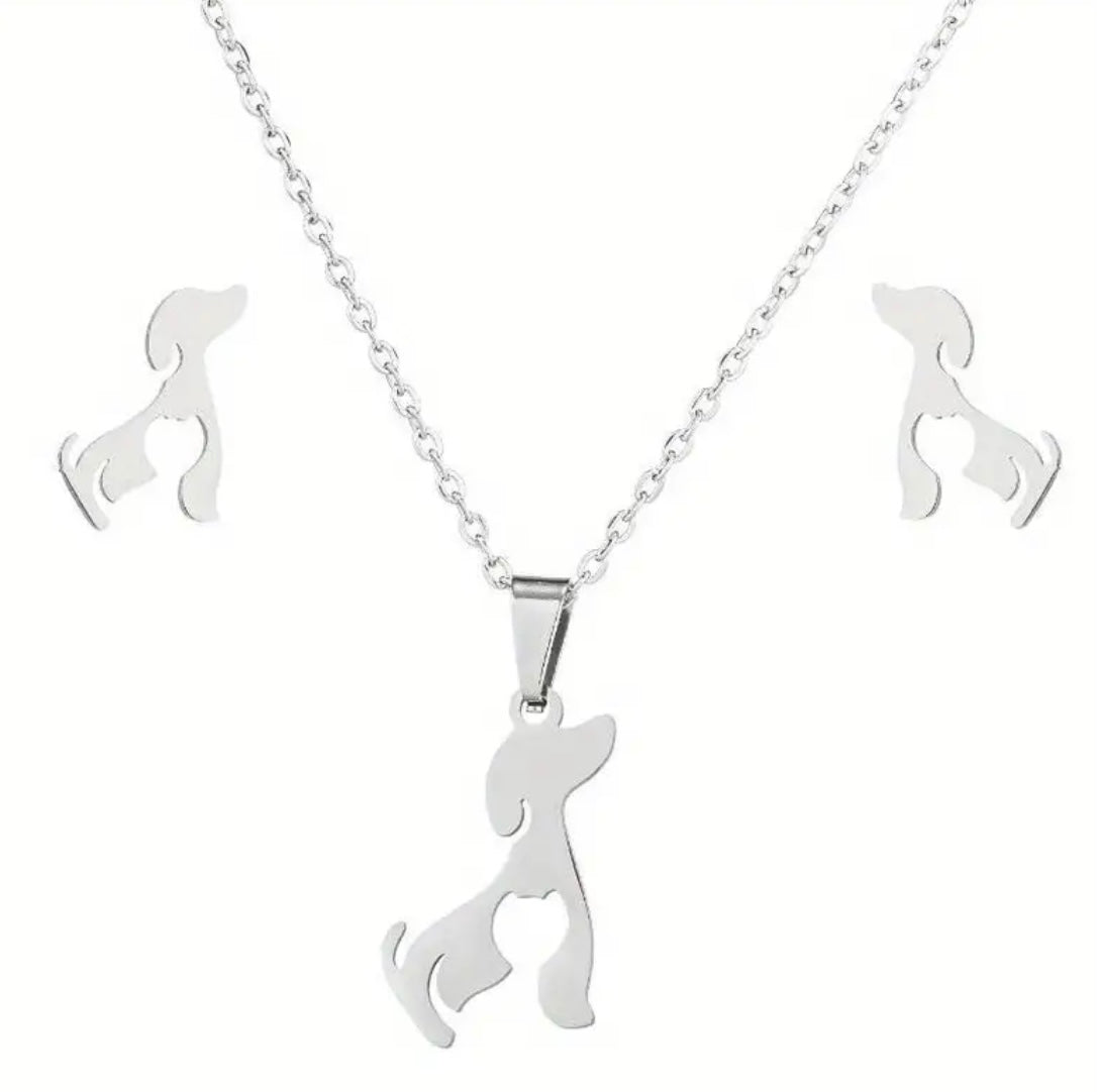Cadena + Pantallas Silver dog & Cat Love Stainless Steel (MÁS VENDIDO)