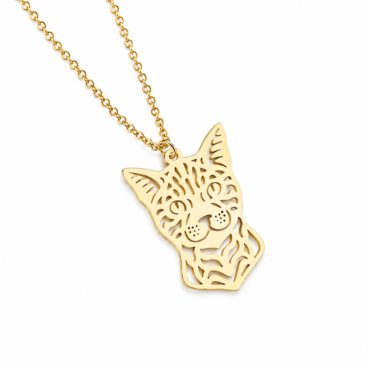 Cadena Stainless Steel Gold con pendiente de Gato Amarillo