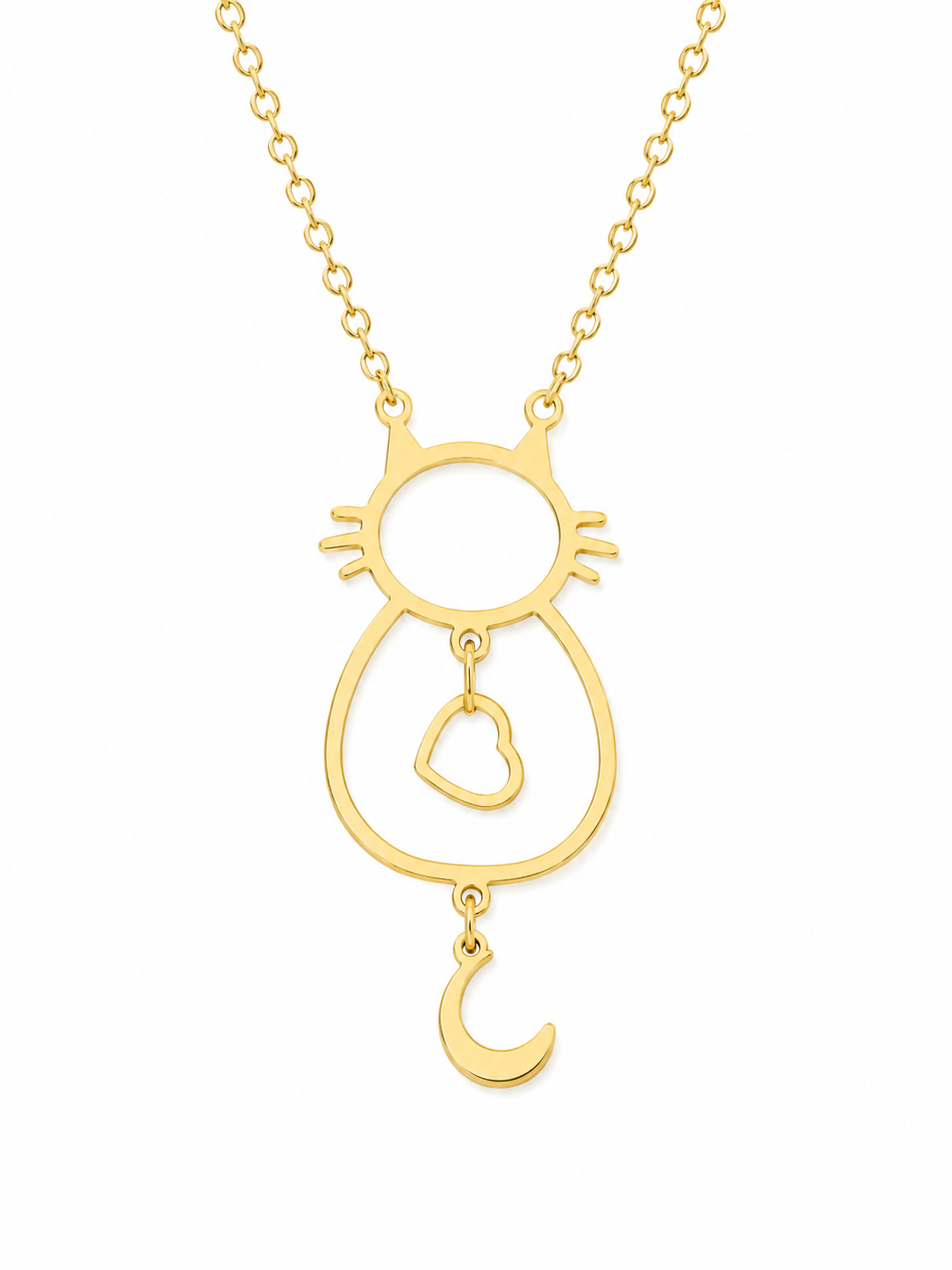 Cadena en acero inoxidable oro 316L con pendiente de gato