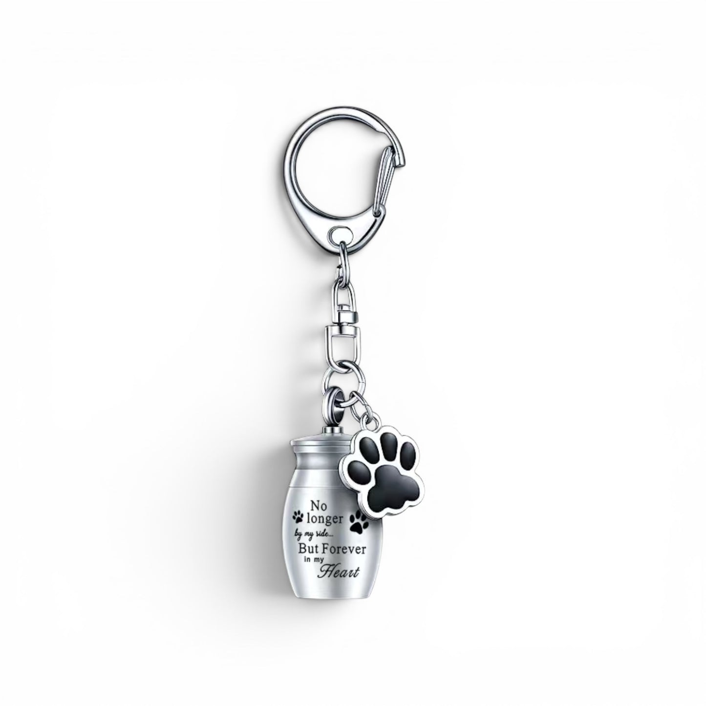 Llavero de urna para cenizas de mascota en acero inoxidable