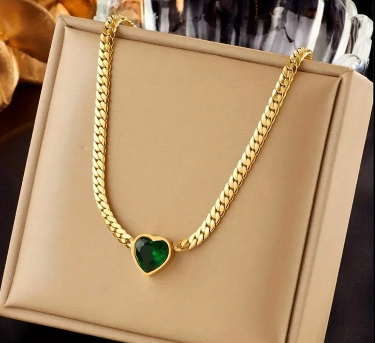 Corazón Verde Chain Gold SS