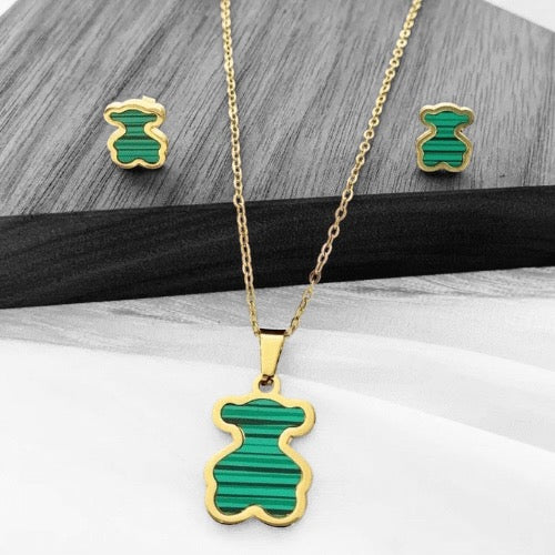 Bear Gold green Stainless Steel set