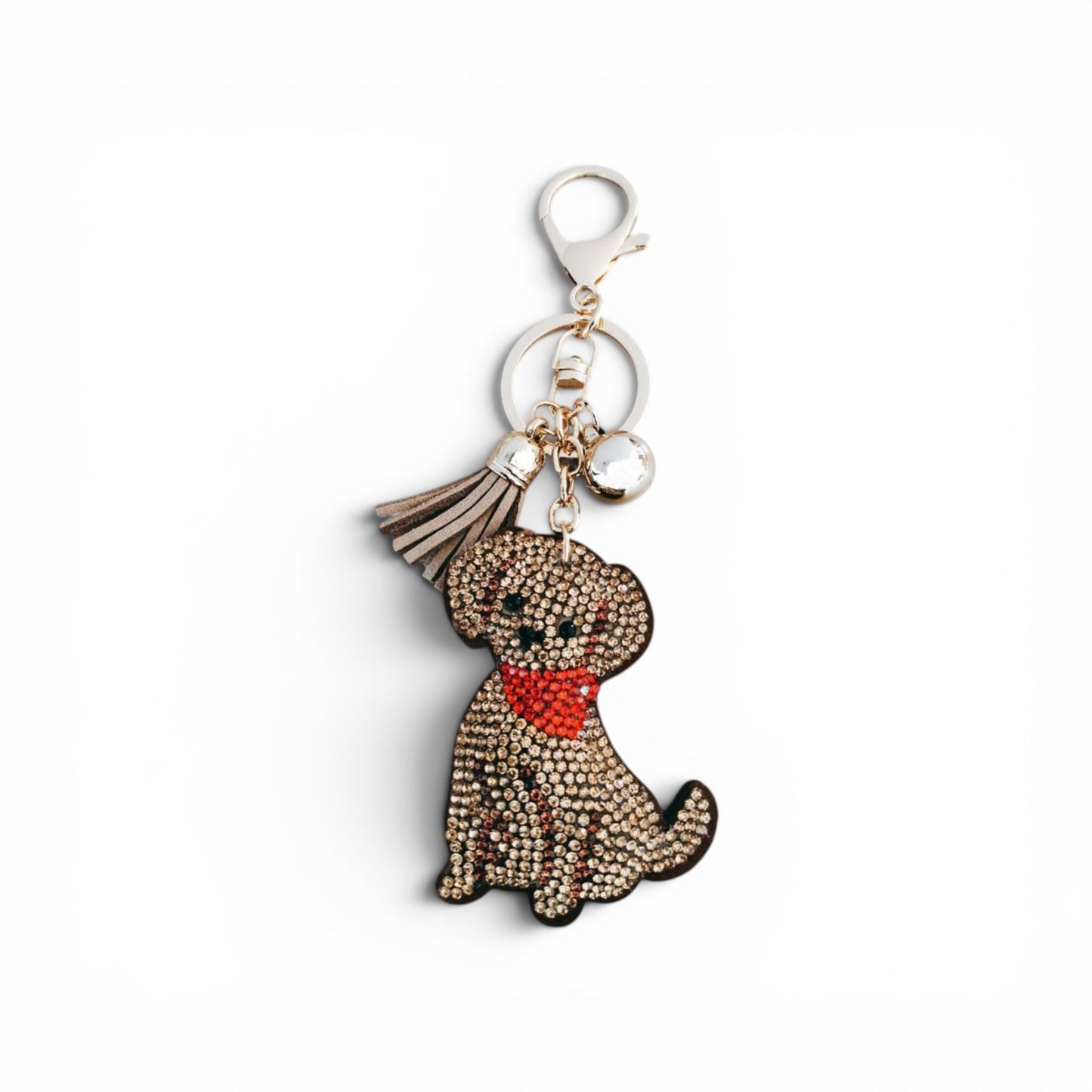 Llavero de perro color Brown con zirconias