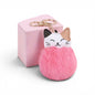 Llavero de gato con bolita peluda rosa