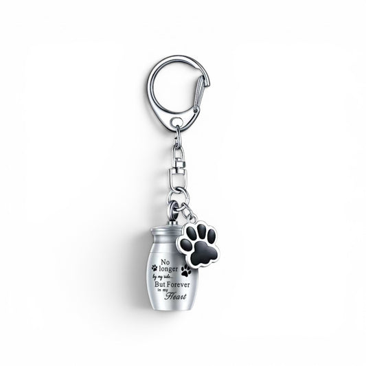 Llavero de urna para cenizas de mascota en acero inoxidable
