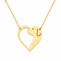 Cadena con dije de corazón y perro Steel Gold
