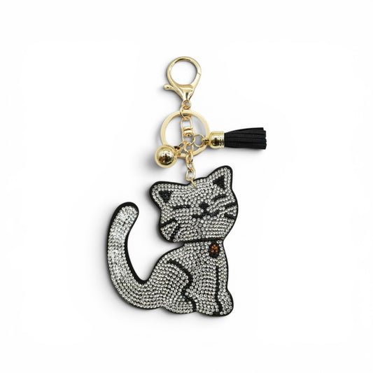 Llavero de gato con zirconias