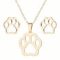 Conjunto de Cadena y Pantallas de huella de perro en acero inoxidable oro