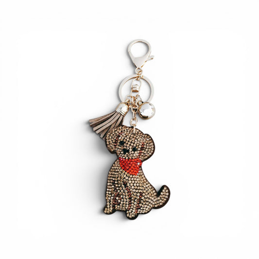 Llavero de perro color Brown con zirconias